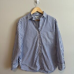 H&M Navy and White Striped Casual Shirt